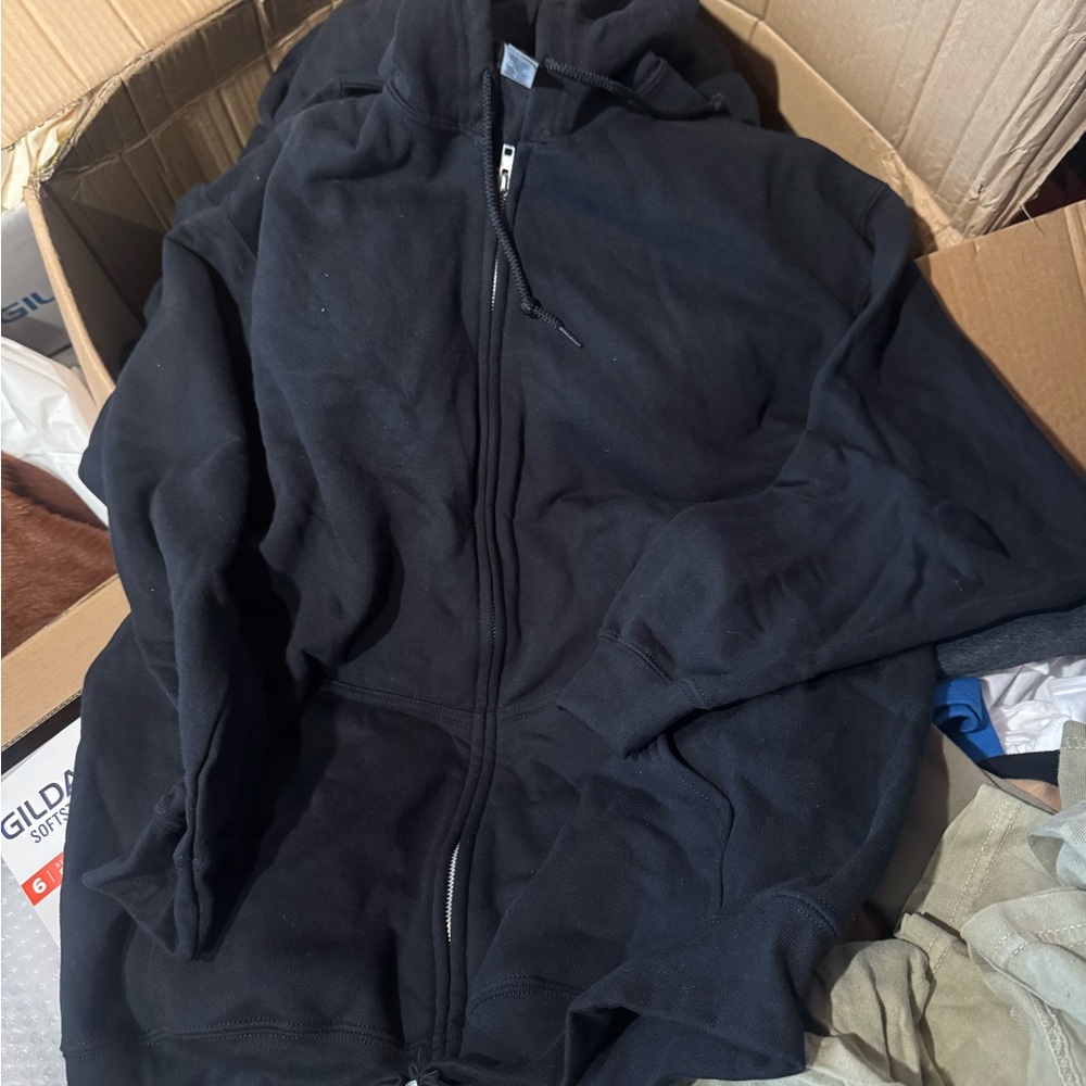 Lot of 19 Gildan Black Zip-Up Hoodie Jackets
